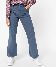 GEMO Jean femme large avec finitions franges longueur 78ème bleu standard