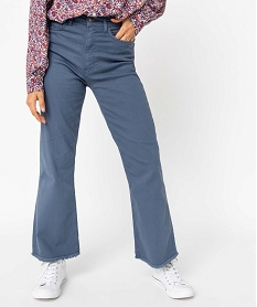 GEMO Jean femme large avec finitions franges longueur 78ème Bleu