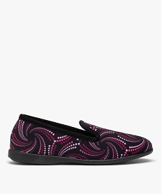 chaussons charentaises en velours ras imprime femme violetL271101_1