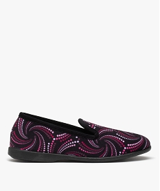 GEMO Chaussons charentaises en velours ras imprimé femme Violet