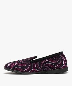 chaussons charentaises en velours ras imprime femme violetL271101_3