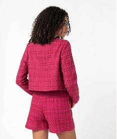 veste femme aspect tweed coupe courte rose vestesL355901_3