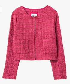 veste femme aspect tweed coupe courte rose vestesL355901_4
