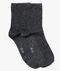 GEMO Chaussettes femme unies pailletées Noir