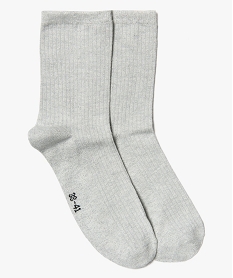 GEMO Chaussettes femme unies pailletées Gris