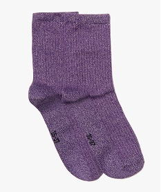 chaussettes femme unies pailletees violet chaussettesL357501_1