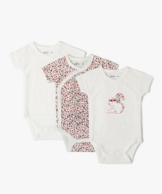 GEMO Bodies bébé fille croisés à manches courtes (lot de 3) Beige
