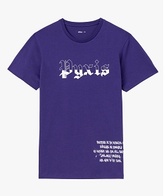 GEMO Tee-shirt manches courtes en coton imprimé homme violet standard