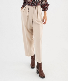 GEMO Pantalon à pinces longueur 78ème femme Beige