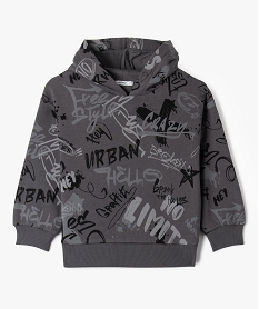 GEMO Sweat à capuche avec inscriptions graffiti garçon Gris
