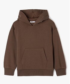 GEMO Sweat à capuche et poche kangourou garçon Brun