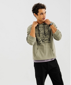 GEMO Sweat à capuche à motifs mangas homme - One Piece kaki standard