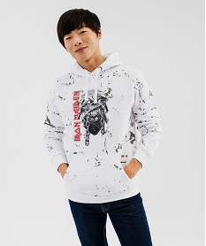 GEMO Sweat à capuche imprimé homme - Iron Maiden blanc standard