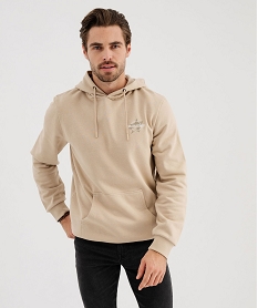 GEMO Sweat à capuche en molleton imprimé homme beige taupe