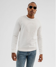 GEMO Sweat léger à broderie homme blanc standard