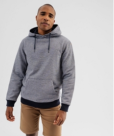 GEMO Sweat à capuche en molleton rayé homme Bleu