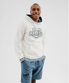 GEMO Sweat à capuche avec inscription en maille bouclette homme - Camps United blanc standard
