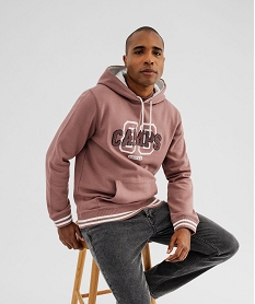 GEMO Sweat à capuche avec inscription en maille bouclette homme - Camps United Rose
