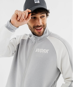 GEMO Sweat zippé de sport à col montant en matière extensible homme gris standard