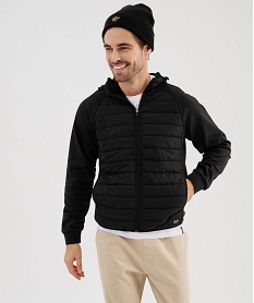 GEMO Sweat zippé à capuche intérieur polaire homme noir standard