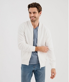 GEMO Sweat zippé en maille texturée homme blanc standard