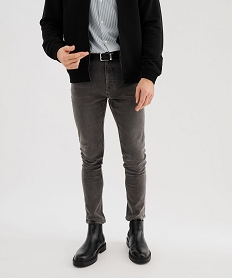 GEMO Jean skinny extensible en denim délavé et patiné homme Gris