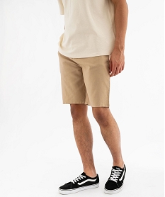 GEMO Bermuda en lin et coton coupe droite homme beige standard