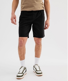 GEMO Bermuda en coton extensible à taille élastiquée homme noir standard