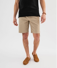 GEMO Bermuda en coton extensible à taille élastiquée homme beige standard