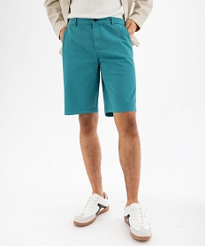 GEMO Bermuda en coton stretch coupe droite homme Bleu