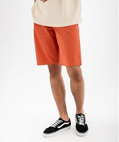 GEMO Bermuda en coton stretch coupe droite homme orange standard