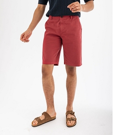 GEMO Bermuda en coton stretch coupe droite homme Rose