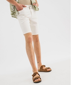 GEMO Bermuda 5 poches en coton stretch coloris unique homme blanc standard