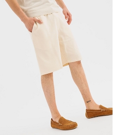 GEMO Bermuda en coton nid dabeille à taille élastiquée homme beige standard