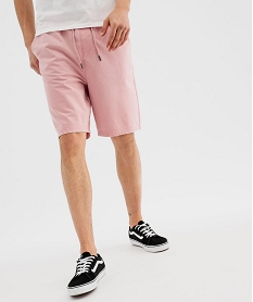 GEMO Bermuda en maille délavée au coloris unique homme rose standard