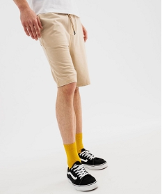 GEMO Bermuda en maille délavée au coloris unique homme beige standard