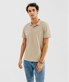 GEMO Polo manches courtes en coton piqué homme Beige
