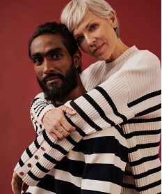 GEMO Pull rayé en coton homme Bleu