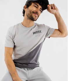 GEMO Tee-shirt à manches courtes bicolore homme gris standard