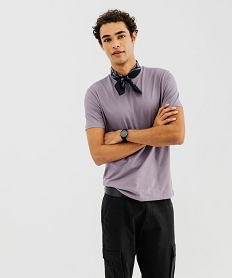 GEMO Tee-shirt à manches courtes et col rond homme violet standard
