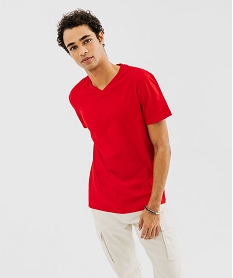 GEMO Tee-shirt à manches courtes et col V homme rouge vif