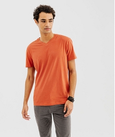 GEMO Tee-shirt à manches courtes et col V homme Orange