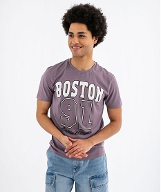 GEMO Tee-shirt à manches courtes avec inscription XXL homme Violet