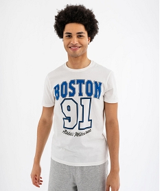 GEMO Tee-shirt à manches courtes avec inscription XXL homme Blanc