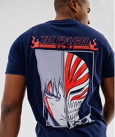 GEMO Tee-shirt manches courtes en coton imprimé devant et dos homme - Bleach bleu standard
