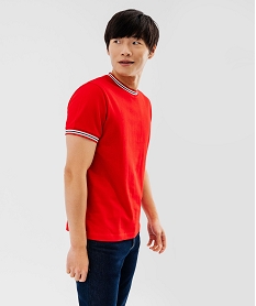 GEMO Tee-shirt manches courtes avec finitions tricolores homme rouge standard