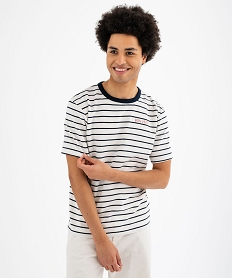 GEMO Tee-shirt manches courtes à rayures style marin homme Bleu