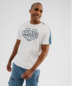 GEMO Tee-shirt manches courtes bicolore avec inscription homme - Camps United blanc standard
