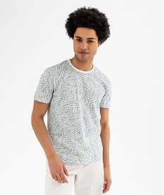 GEMO Tee-shirt manches courtes imprimé homme bleu standard