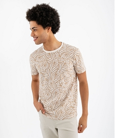 GEMO Tee-shirt manches courtes imprimé homme Brun